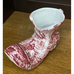 Pink Transferware James Kent Old Foley Shoe Figurine Staffordshire England